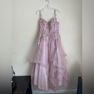Flair New York Pink Formal Prom Dress Tulle Floral Embroidered size 10